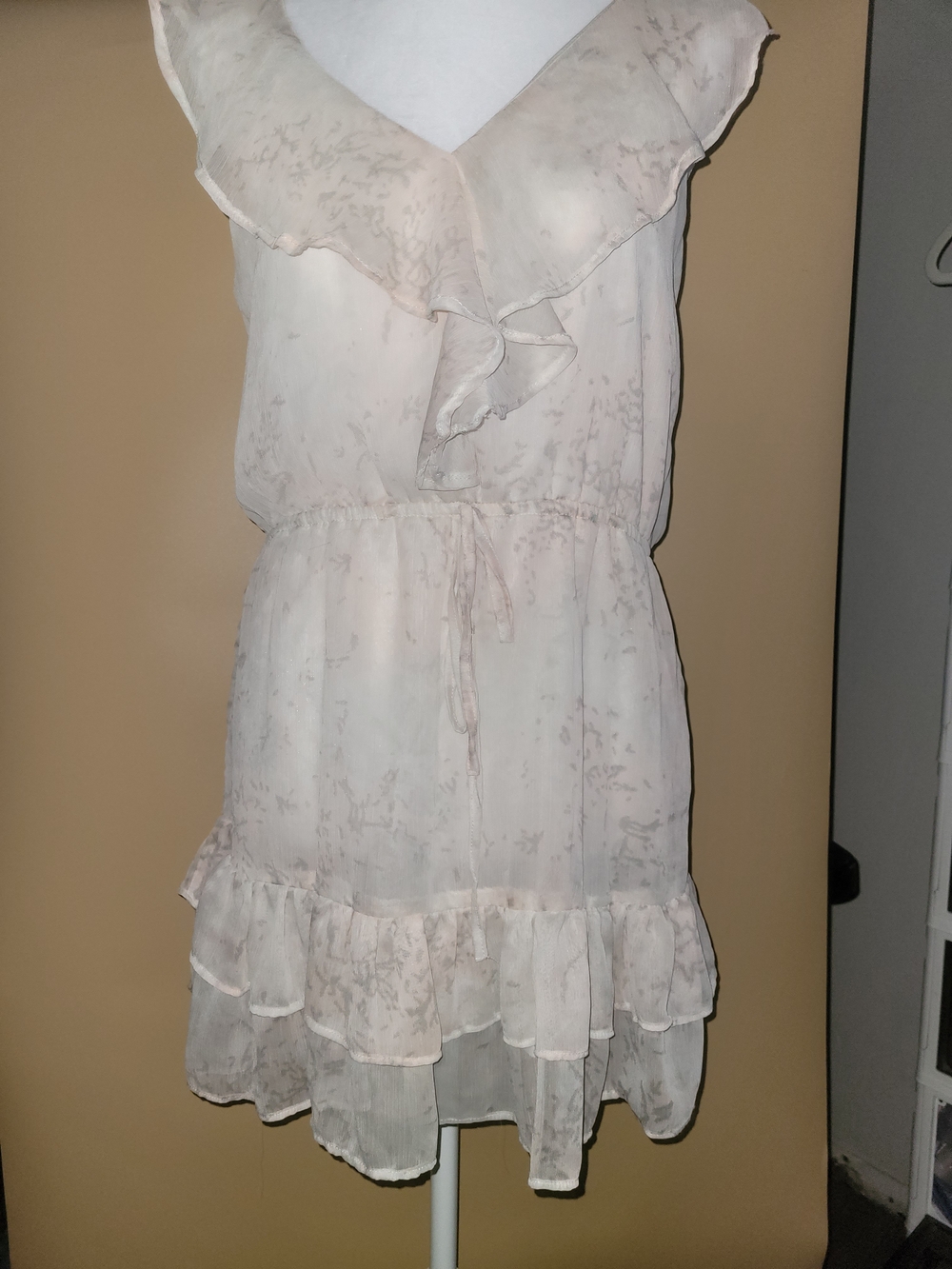 Mystic Pale Cream Ruffle-Tiered Summer Dress